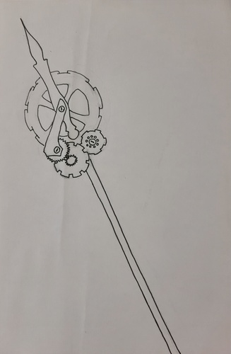 A spear made of clockwork pieces