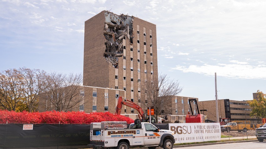 Demolition of the Administration Building began Wednesday.